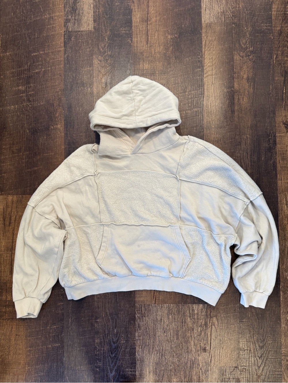 aerie women’s Cream Textured Panel cropped Hoodie